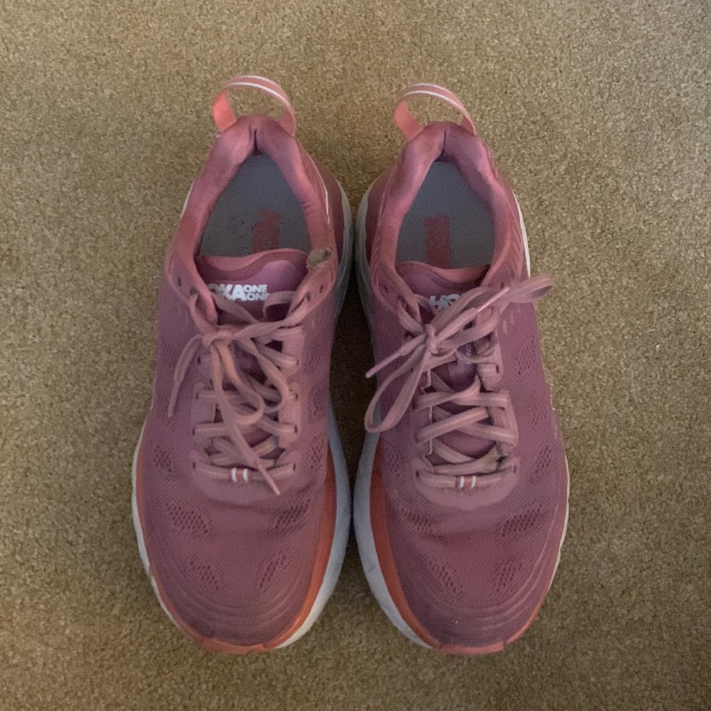 Pink Hoka Bondi Running Shoe